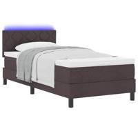 Boxspringbed met matras & LED donkerbruin 90x200 cm stof - thumbnail
