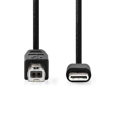 USB-Kabel | USB 2.0 | USB Type-C™ Male | USB-B Male | 480 Mbps | 15 W | Vernikkeld | 1.00 m | Rond | PVC | Zwart | Polybag