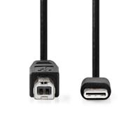 USB-Kabel | USB 2.0 | USB Type-C™ Male | USB-B Male | 480 Mbps | 15 W | Vernikkeld | 1.00 m | Rond | PVC | Zwart | Polybag - thumbnail