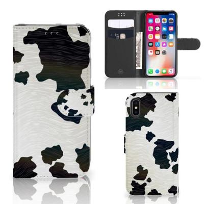 Apple iPhone X | Xs | Telefoonhoesje | Met pasjeshouder | Koeienvlekken