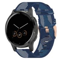 By Qubix - Compatible met Garmin Venu 3s / Vivoactive 4s / Venu 2s / Vivomove 3s / Forerunner 255s - Canvas nylon bandje - Blauw - Compatible Garmin bandje - thumbnail