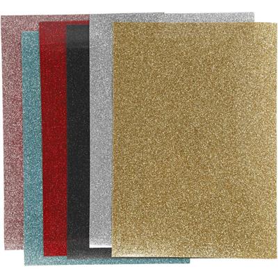 Creativ Company Opstrijkfolie, vel 148x210 mm, glitter, diverse kleuren, 6 vel/ 1 doos