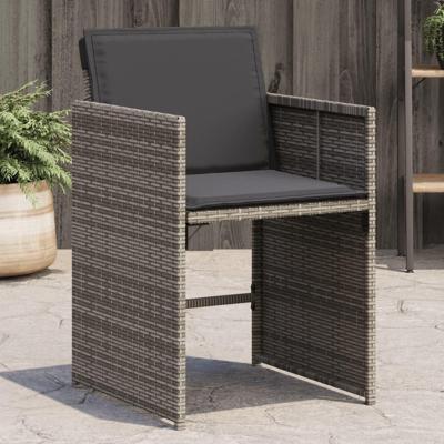 Tuinstoelen 4 st met kussens poly rattan grijs Tuinstoelen 4 st met kussens poly rattan grijs
