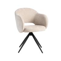 LABEL51 Eetkamerstoel Lela - Naturel - Elite - Zwart Metalen Frame - thumbnail