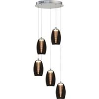 Highlight HanglampNebula nikkel rond 5-lichts smoke glas - H5432.19 - thumbnail