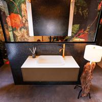 Badkamermeubelset Mondiaz Erin 100 cm met 1 Lade met RIDGE Wastafel Midden Talc met 1 kraangat Greeploos Mat Rust - thumbnail