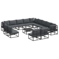 Tuinbankenset met kussen 14 pcs Zwart Aluminium - thumbnail