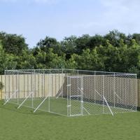 Hondenkennel voor buiten 4x8x2 m gegalvaniseerd staal zilver - thumbnail