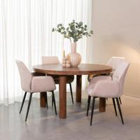 LABEL51 Eetkamertafel Elly - Nature Smooth - Mangohout - 140 cm - Rond - thumbnail