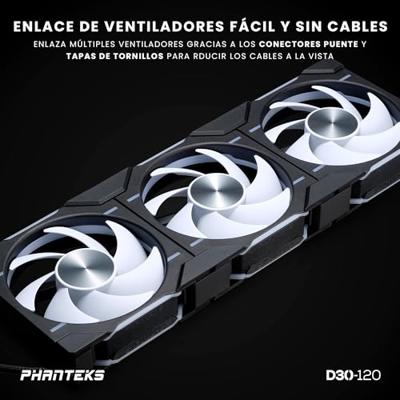 Phanteks D30 PWM Regular Airflow D-RGB PC-ventilator Zwart (b x h x d) 120 x 120 x 30 mm