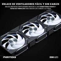 Phanteks D30 PWM Regular Airflow D-RGB PC-ventilator Zwart (b x h x d) 120 x 120 x 30 mm - thumbnail