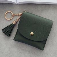 Mode vrouwen portemonnee korte lederen mini casual ID kaarthouders tassen dames Coin Clutch kwast tas (groen) - thumbnail