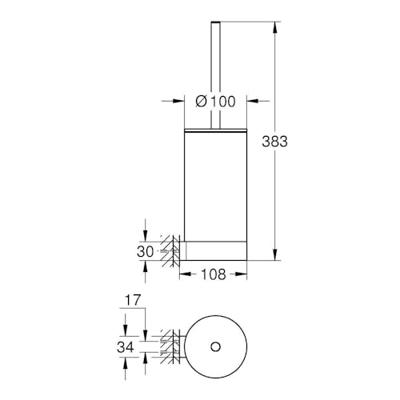 Toiletborstel Grohe Selection Glas met Wandhouder Hard Graphite Geborsteld