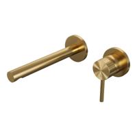 Brauer Stripe inbouw wastafelmengkraan met rechte uitloop en rozetten model A1 goud geborsteld PVD - thumbnail
