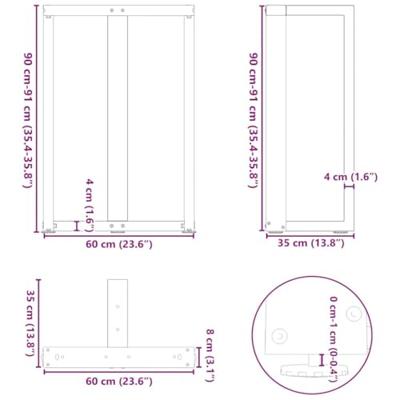 Bartafelpoten 2 st T-vormig 60x35x(90-91) cm staal zwart