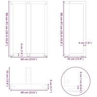 Bartafelpoten 2 st T-vormig 60x35x(90-91) cm staal zwart - thumbnail