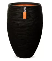 Capi Vaas Elegant Rib Ø56cm Zwart - thumbnail