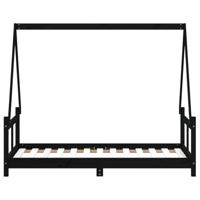 Kinderbedframe 80x160 cm massief grenenhout zwart - thumbnail