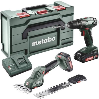 Metabo Combo Set BS 18 accuboormachine en SGS 18 LTX Q buxus- en grasschaar, 18 Volt, 2X2AH Li-Ion - 685186000