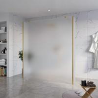 Fortifura Galeria Vrijstaande Inloopdouche - 180x200cm - Glas mat - antikalk - 8mm veiligheidsglas - 2 zijwanden 30cm - wandsteunen en hoekprofielen - Geborsteld Messing PVD (Goud) SW927770 2x/SW797933/SW797931 2x/SW798731 2x - thumbnail