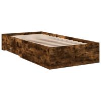 Bedframe met lades bewerkt hout gerookt eikenkleurig 100x200 cm - thumbnail