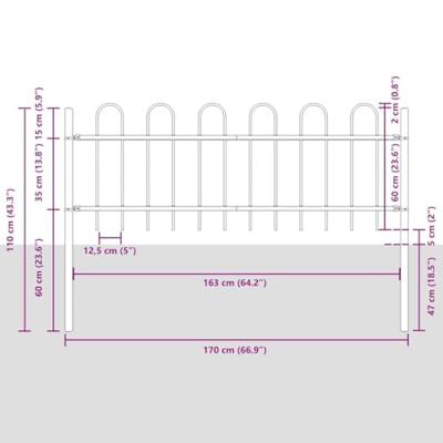 Tuinhek 4 pcs Grijs 6,8 x 0,6 m Poedercoating staal