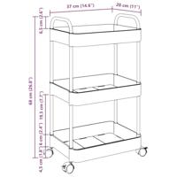 VidaXL Opbergtrolley 3-laags 37x28x68 cm acryl transparant - thumbnail