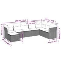 8-delige Loungeset met kussens poly rattan zwart - thumbnail
