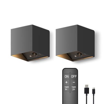 2x Falerna Oplaadbare Up & Down Wandlamp Zwart 2x Falerna Oplaadbare Up & Down Wandlamp Zwart