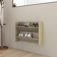 VidaXL Wandschoenenkast 80x18x60 cm bewerkt hout sonoma eikenkleurig - thumbnail