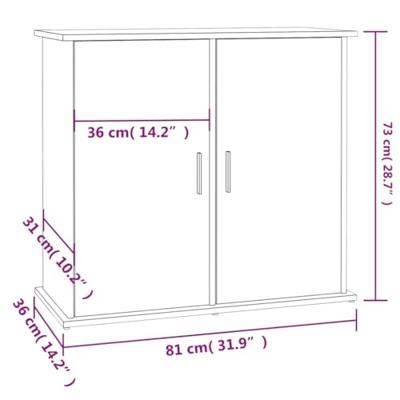 Aquariumstandaard 81x36x73 cm bewerkt hout betongrijs - thumbnail