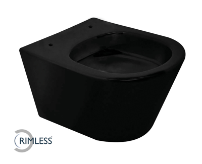 Wiesbaden Wandcloset Vesta Junior Rimless 47 cm Mat Zwart Wiesbaden Wandcloset Vesta Junior Rimless 47 cm Mat Zwart