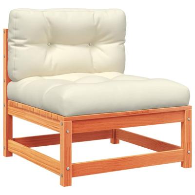 7-delige Loungeset met kussens massief grenenhout wasbruin - thumbnail