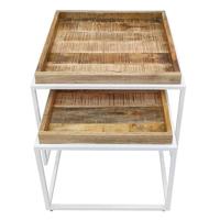 SVJ Bijzettafel - 54x54x46 cm - Metaal - Wit - Set van 2 - thumbnail