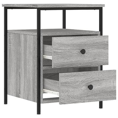 Nachtkastjes 2 st 44x45x60 cm bewerkt hout grijs sonoma eiken