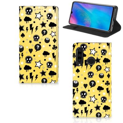 Mobiel BookCase Huawei P30 Lite New Edition Punk Geel Mobiel BookCase Huawei P30 Lite New Edition Punk Geel