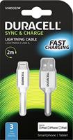 Duracell USB5022W MFI oplaadkabel en synchronisatiekabel, 2 m, compatibel met iPhone 5/iPhone SE/6/6 Plus/6S/6S Plus en iPad/iPad Mini - wit - thumbnail