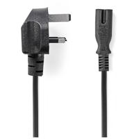 Nedis Type G / IEC-320-C7 UK stroomkabel ongeaard 2,0m zwart - thumbnail