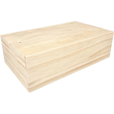 Wijnkist | 2 flessen | schuifdeksel | 340x195x95mm | hout | naturel | 24 stuks