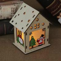Kerst lichtgevende houten huis kerstboom decoraties opknoping ornamenten DIY cadeau venster decoratie stijl: grote sneeuwpop - thumbnail