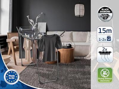 Leifheit 81690 Droogrek Pegasus 150 Solid Slim Black Leifheit 81690 Droogrek Pegasus 150 Solid Slim Black