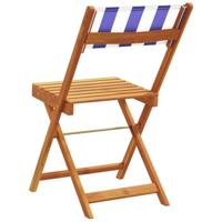 Bistrostoelen 2 st massief acaciahout en stof blauw en wit - thumbnail