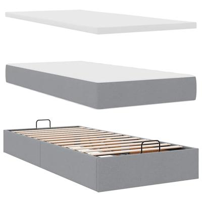 Ottoman bed met matras 90x190cm stof lichtgrijs
