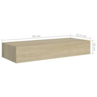 viaXL Wandschappen 2 st met lade 60x23,5x10 cm MDF eikenkleurig - thumbnail