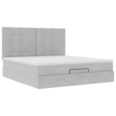 Ottoman bed met matrassen 160x200cm fluweel lichtgrijs