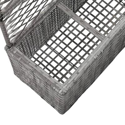 Latwerkplantenbak verhoogd met potten 83x30x130 cm rattan grijs Latwerkplantenbak verhoogd met potten 83x30x130 cm rattan grijs