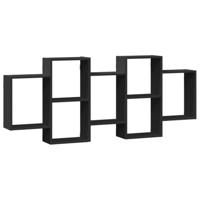 Wandschap 159x18x65 cm bewerkt hout zwart - thumbnail