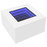 Salontafel met LED 60x60x40 cm bewerkt hout wit - thumbnail