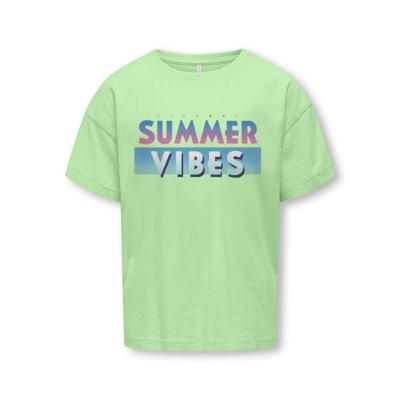 Kids ONLY zomer t-shirt S/S meisjes - loose fit, print - groen - Kogruth