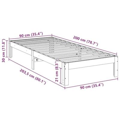 Bedframe zonder matras massief grenenhout wasbruin 90x200 cm